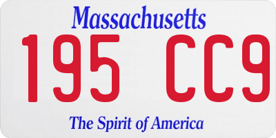 MA license plate 195CC9