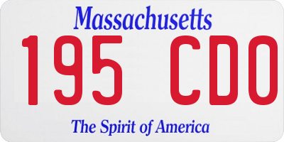 MA license plate 195CD0
