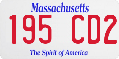 MA license plate 195CD2