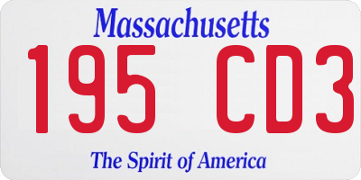 MA license plate 195CD3