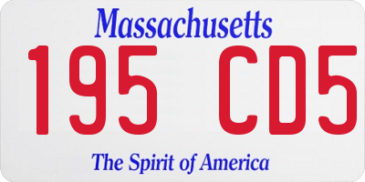 MA license plate 195CD5