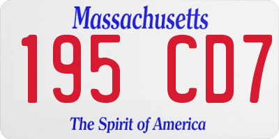 MA license plate 195CD7