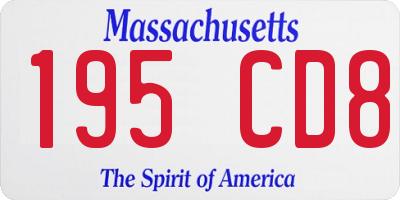 MA license plate 195CD8