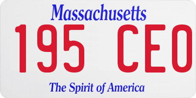 MA license plate 195CE0