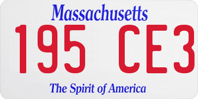 MA license plate 195CE3