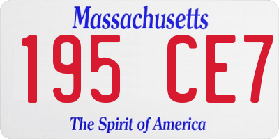 MA license plate 195CE7