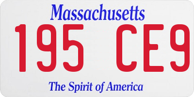 MA license plate 195CE9