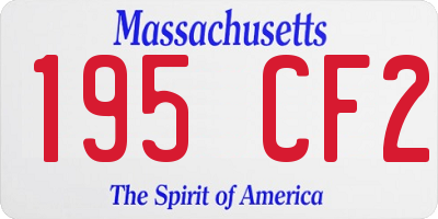 MA license plate 195CF2