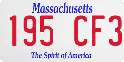 MA license plate 195CF3