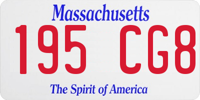 MA license plate 195CG8
