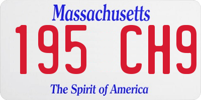 MA license plate 195CH9