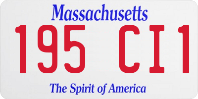 MA license plate 195CI1
