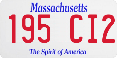 MA license plate 195CI2