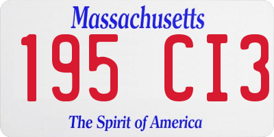 MA license plate 195CI3