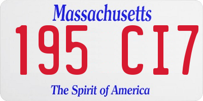 MA license plate 195CI7