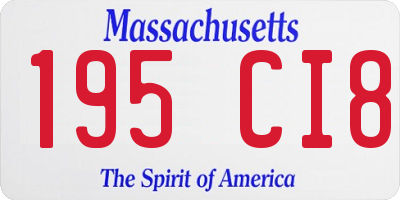 MA license plate 195CI8