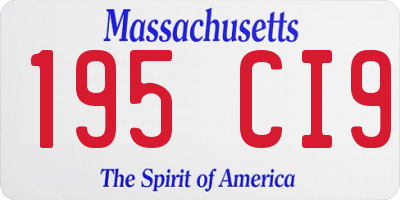 MA license plate 195CI9