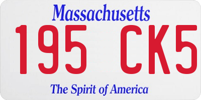 MA license plate 195CK5