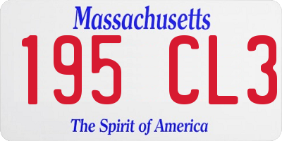 MA license plate 195CL3