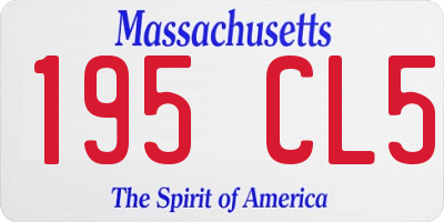 MA license plate 195CL5