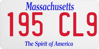 MA license plate 195CL9