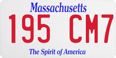 MA license plate 195CM7