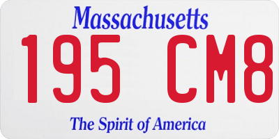 MA license plate 195CM8