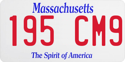 MA license plate 195CM9