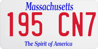 MA license plate 195CN7
