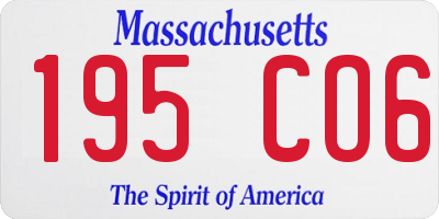 MA license plate 195CO6