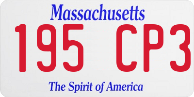 MA license plate 195CP3