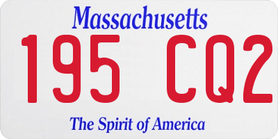 MA license plate 195CQ2