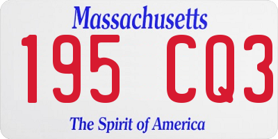 MA license plate 195CQ3
