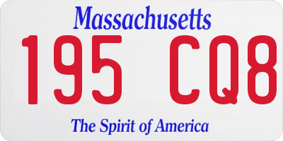 MA license plate 195CQ8