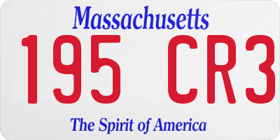 MA license plate 195CR3