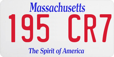 MA license plate 195CR7