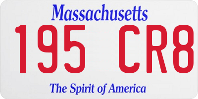 MA license plate 195CR8