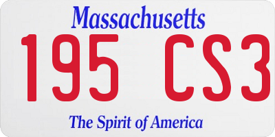 MA license plate 195CS3