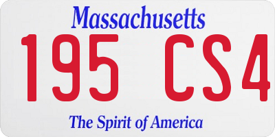 MA license plate 195CS4