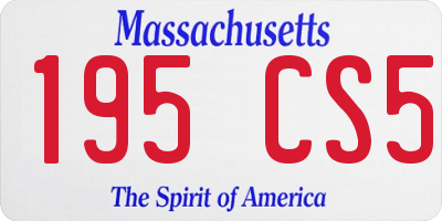 MA license plate 195CS5