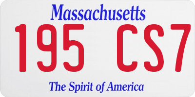MA license plate 195CS7