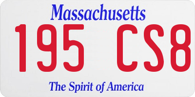 MA license plate 195CS8