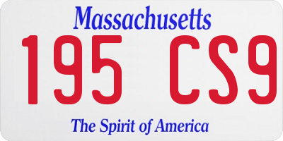 MA license plate 195CS9