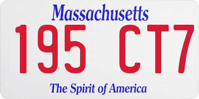 MA license plate 195CT7