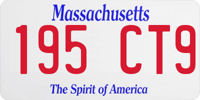 MA license plate 195CT9