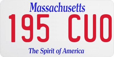 MA license plate 195CU0