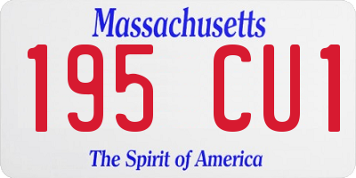 MA license plate 195CU1