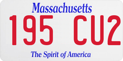 MA license plate 195CU2