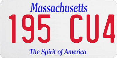 MA license plate 195CU4