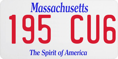MA license plate 195CU6
